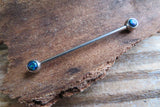 White Fire Opal Surgical Steel 316L Barbell Industrial 14G (1.6mm) Piercing 35mm