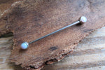 White Fire Opal Surgical Steel 316L Barbell Industrial 14G (1.6mm) Piercing 35mm