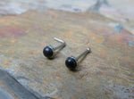 Black Obsidian Natural 3mm Stone Surgical Steel Nose Piercing L Bend or Bone 20G (0.81mm)