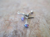 Purple Fire Opal Silver Surgical Steel Nose Piercing Bone or L Bend 20G (0.81mm) Gold Rose Gold