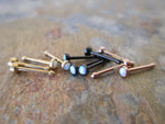 Purple Fire Opal Silver Surgical Steel Nose Piercing Bone or L Bend 20G (0.81mm) Gold Rose Gold
