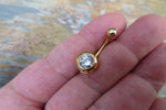 Circle Gold Ion Plated Zirconia Belly Ring 14g (1.6mm) Piercing