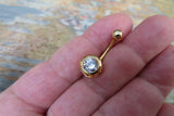 Heart Gold Ion Plated Zirconia Belly Ring 14g (1.6mm) Piercing