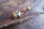 Circle Gold Ion Plated Zirconia Belly Ring 14g (1.6mm) Piercing