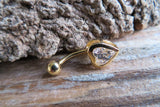 Heart Gold Ion Plated Zirconia Belly Ring 14g (1.6mm) Piercing