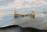 Gold Butterfly Clear Crystal Gem Cartilage Tragus Barbell 16G (1.2mm) Piercing