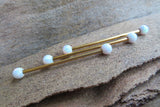 White Opal 100% Surgical Steel Industrial Scaffold Barbell 14G (1.6mm) Piercing