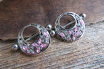 Silver Butterfly Flower Blue Crystal Gems 14G or 16G Feminine Nipple Shields Pair Set