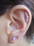 Purple Opal Made with Swarovski Crystals 100% Surgical Steel Cartilage Barbell 16G (1.2mm) Piercing