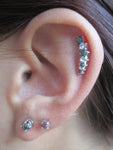 Pink Opal Made with Swarovski Crystals 100% Surgical Steel Cartilage Barbell 16G (1.2mm) Piercing