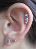 Pink Opal Made with Swarovski Crystals 100% Surgical Steel Cartilage Barbell 16G (1.2mm) Piercing