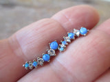 Blue Opal Made with Swarovski Crystals 100% Surgical Steel Cartilage Barbell 16G (1.2mm) Piercing