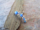 Blue Opal Made with Swarovski Crystals 100% Surgical Steel Cartilage Barbell 16G (1.2mm) Piercing