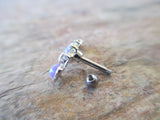 Purple Opal Made with Swarovski Crystals 100% Surgical Steel Cartilage Barbell 16G (1.2mm) Piercing