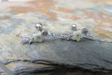 Gold Mother of Pearl Flower Crystal Gem Cartilage Tragus Barbell 16G (1.2mm) Piercing