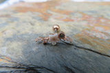 Gold Mother of Pearl Flower Crystal Gem Cartilage Tragus Barbell 16G (1.2mm) Piercing