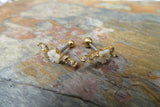 Gold Mother of Pearl Flower Crystal Gem Cartilage Tragus Barbell 16G (1.2mm) Piercing