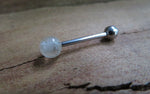 Custom Lengths Rutile Rutilated Quartz Natural Stone Barbell Tongue Ring 14g (1.6mm) Piercing