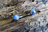 14G Custom Lengths White Fire Opal Pronged Belly Ring VCH Ring 100% Surgical Steel 14g (1.6mm) Piercing