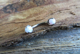 16G 14G White Fire Opal Pronged Belly Ring VCH Ring Vertical Lip Rook 100% Surgical Steel 14g (1.6mm) Piercing Custom Lengths