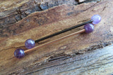 Tiger Eye 14G Gold Industrial Surgical Steel Barbell Piercing 14G (1.6mm) 32mm 35mm 38mm