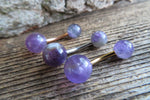 Amethyst Natural Stone Belly Ring 14G (1.6mm) VCH Piercing 5mm & 8mm Balls 8mm 10mm 11mm 12mm Lengths