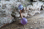 Amethyst Natural Stone Belly Ring 14G (1.6mm) VCH Piercing 5mm & 8mm Balls 8mm 10mm 11mm 12mm Lengths