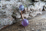 Amethyst Natural Stone Belly Ring 14G (1.6mm) VCH Piercing 5mm & 8mm Balls 8mm 10mm 11mm 12mm Lengths