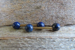 Gold Titanium Ion Plated Lapis Lazuli Natural Stone Barbell Nipple Ring Tongue Ring 14g (1.6mm) Piercing