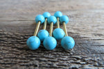Gold Titanium Ion Plated Turquoise Howlite Natural Stone Barbell Nipple Ring Tongue Ring 14g (1.6mm) Piercing