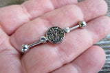 Silver Tree of Life Made with Clear Swarovski Crystals Surgical Steel 316L Barbell Industrial 14G (1.6mm) Piercing 32mm 35mm 38mm