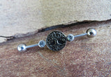 Silver Tree of Life Made with Clear Swarovski Crystals Surgical Steel 316L Barbell Industrial 14G (1.6mm) Piercing 32mm 35mm 38mm
