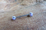 14G Purple 4mm Opal Pronged Surgical Steel Internally Threaded Nipple Barbell Cartilage 14G (1.6mm) Piercing