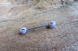 14G Purple 4mm Opal Pronged Surgical Steel Internally Threaded Nipple Barbell Cartilage 14G (1.6mm) Piercing