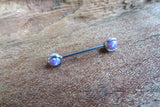 16G White 4mm Opal Pronged Surgical Steel Internally Threaded Nipple Barbell Cartilage 16G (1.2mm) Piercing