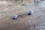 14G Purple 4mm Opal Pronged Surgical Steel Internally Threaded Nipple Barbell Cartilage 14G (1.6mm) Piercing