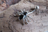 Petite Black Crystal Spider Belly Ring 14g (1.6mm) Piercing