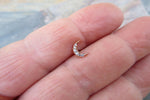 Rose Gold Crescent Moon Clear Crystal Gem Cartilage Tragus Flatback Barbell 16G (1.2mm) Piercing 6mm 8mm