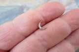Rose Gold Crescent Moon Clear Crystal Gem Cartilage Tragus Flatback Barbell 16G (1.2mm) Piercing 6mm 8mm
