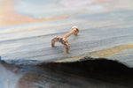 Rose Gold Crescent Moon Clear Crystal Gem Cartilage Tragus Flatback Barbell 16G (1.2mm) Piercing 6mm 8mm