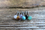 Tiger Eye Natural Stone Cartilage Labret Monroe Tragus Flatback Surgical Steel Barbell Piercing 16G (1.2mm) 6mm 8mm 10mm