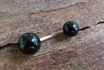 Rose Gold Black Obsidian Natural Stone Belly Ring 14G (1.6mm) VCH Piercing 8mm 10mm 11mm 12mm Lengths