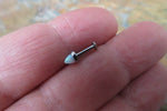Blue Opal Cone Cartilage Labret Monroe Tragus Flatback Surgical Steel Barbell Piercing 16G (1.2mm) 6mm 8mm 10mm