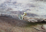 Gold IP Flower Crystal Gems Cartilage Labret Monroe Tragus Flatback Surgical Steel Barbell Piercing 16G 6mm 8mm 10mm 11mm 12mm 14mm 16mm