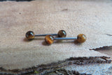 16G Tiger Eye 4mm Natural Stone Internally Threaded Surgical Steel Barbell Nipple Ring Cartilage Tragus Helix 16G (1.2mm) Piercing