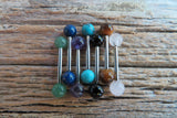 16G Lapis Lazuli 4mm Natural Stone Internally Threaded Surgical Steel Barbell Nipple Ring Cartilage Tragus Helix 16G (1.2mm) Piercing