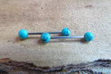 16G Turquoise Howlite 4mm Natural Stone Internally Threaded Surgical Barbell Bridge Nipple Ring Cartilage Tragus Helix 16G (1.2mm) Piercing