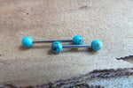 16G Turquoise Howlite 4mm Natural Stone Internally Threaded Surgical Barbell Bridge Nipple Ring Cartilage Tragus Helix 16G (1.2mm) Piercing