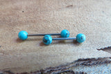 16G Turquoise Howlite 4mm Natural Stone Internally Threaded Surgical Barbell Bridge Nipple Ring Cartilage Tragus Helix 16G (1.2mm) Piercing