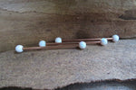 Rose Gold Ion Plated White Opal 100% Surgical Steel Industrial Scaffold Barbell 14G (1.6mm) Piercing